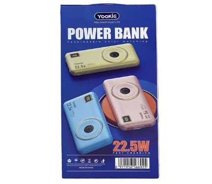 Power Banks Yookie fast Power Bank 22.5W with led display YO70 10000 MAH 2output purple