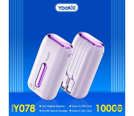 Power Banks Yookie fast Power Bank 22.5W with led display YO78 10000 MAH purple