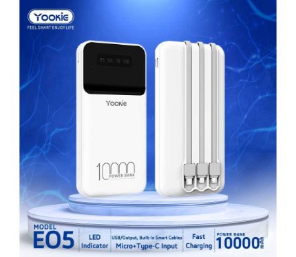 Power Banks Yookie Power Bank with led display E05 10000 MAH White