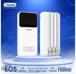 Yookie Power Bank with led display E05 10000 MAH White