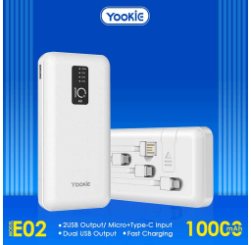 Yookie Power Bank with led display E02 10000 MAH White (Rated Capacity 6000 mah)