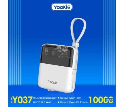 Yookie fast Power Bank 22.5W with led display YO37 10000 MAH White