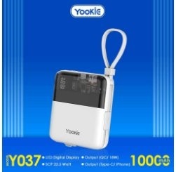 Power Banks Yookie fast Power Bank 22.5W with led display YO37 10000 MAH White