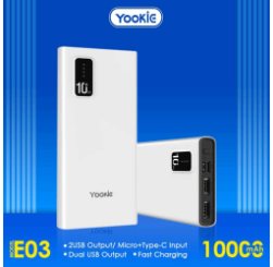 Yookie Power Bank with led display E03 10000 MAH W