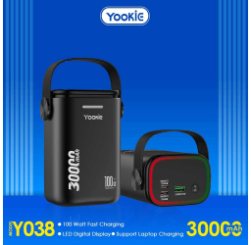 Yookie Super High Power Bank 100W_ YO38 30000 MAH Bkack