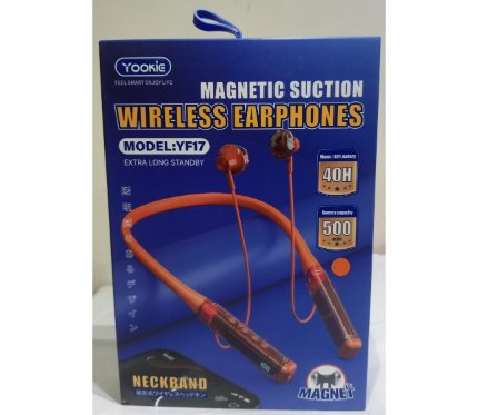 Wireless Earphones  Yookie Blutooth YF17 Neckband_ Wireless earphone Black