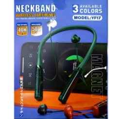 Yookie Blutooth YF17 Neckband_ Wireless earphone Green