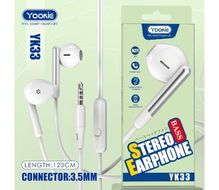 Wire Headset  Yookie  Headphone YK33 White _Hdst