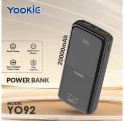 Yookie fast Power Bank 22.5W With LED Display YO92 20000 MAH Black